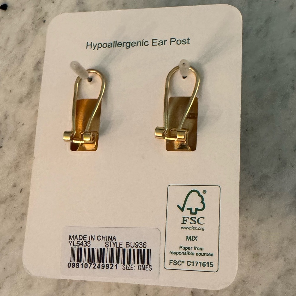 NWT J. Crew METALLIC Gold Oval Earrings - Picture 4 of 4